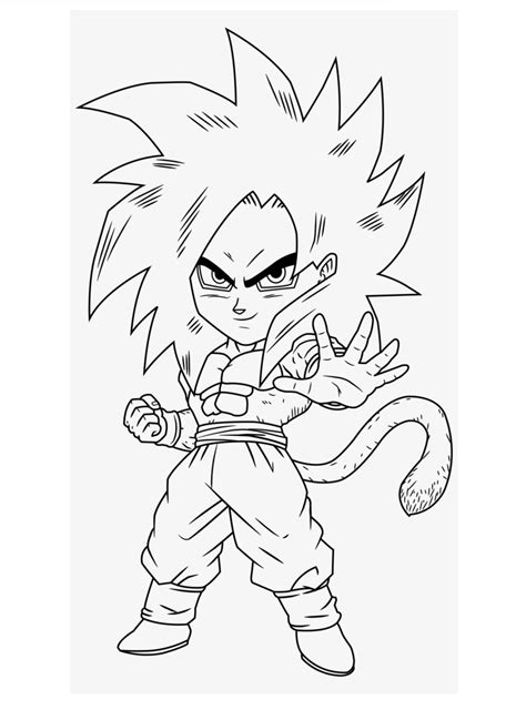 Chibi Goku Super Saiyan Xeno Coloring Page Free Printable Coloring