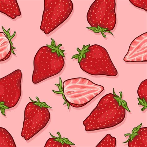 Premium Vector Vector Seamless Pattern Of Strawberries