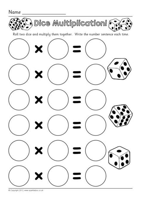 Dice Multiplication Worksheets Sb7330 Sparklebox