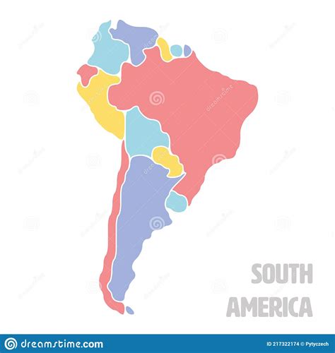 Smooth Map Of South America Continent Stock Vector Illustration Of