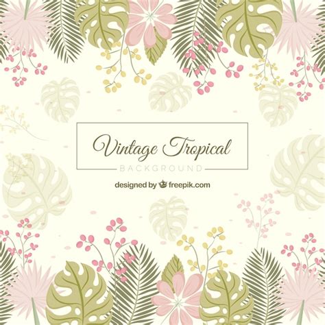Free Vector Vintage Tropical Leaves Background