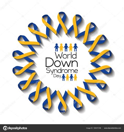 World Down Syndrome Day Card Awareness Health Support Stock Vector