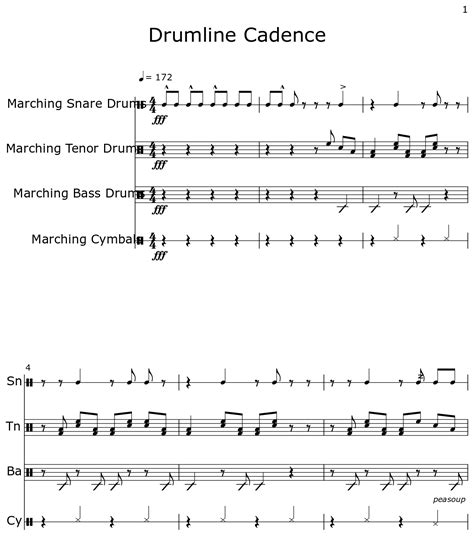 Drumline Cadence Sheet Music For Marching Snare Drums Marching Tenor
