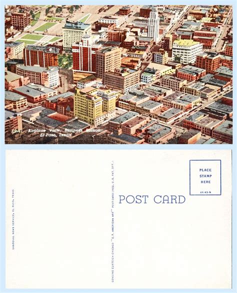Aerial View Business Section El Paso Texas 1934 Postcard Ebay