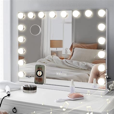 Cooljeen Large Hollywood Vanity Mirror With Lights Bluetooth 18