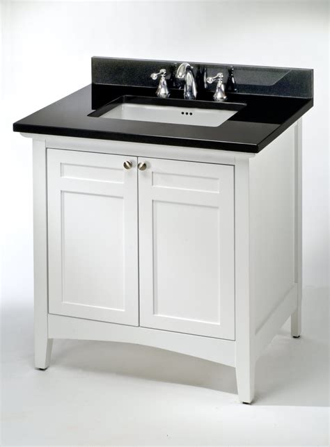 The vanity is topped with a glossy marble and includes a ceramic sink, but it's the abundance of storage that makes it irresistible. 30 Inch Single Sink Shaker Style Bathroom Vanity with Choice of Counter Top UVEIB30W