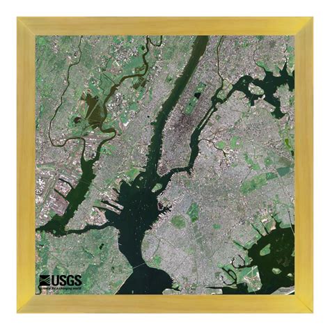 F 0007 New York City From Landsat 7 13 X 13 Framed Photograph And