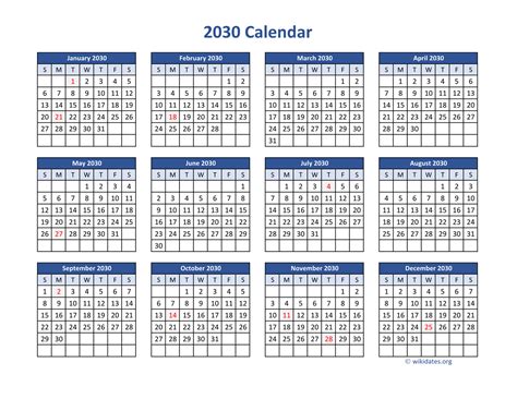 2030 Calendar In Pdf