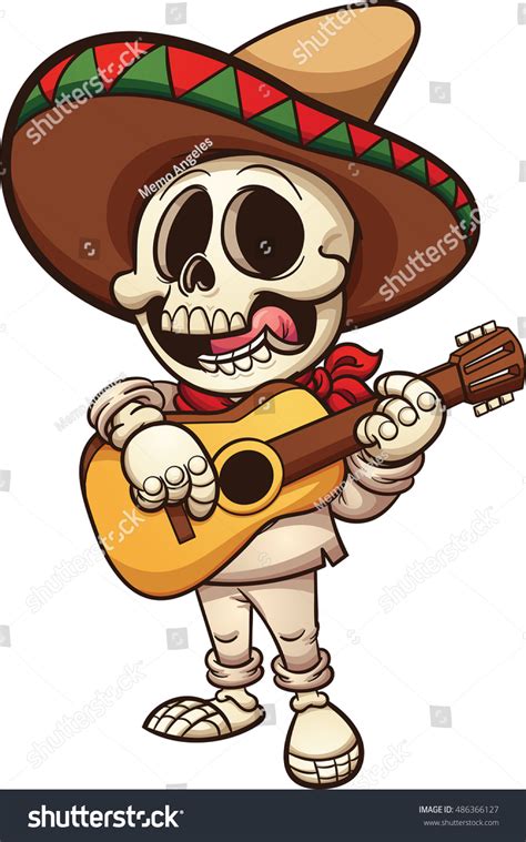 Mexican Musician Skeleton Guitar Vector Clip Stock Vector Royalty Free