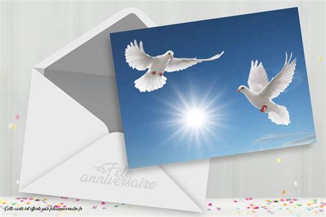 Carte pour mariage : colombes - Carte gratuite Carte mariage
