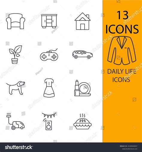 Daily Life Icons Set Daily Life Stock Vector Royalty Free 2149944097