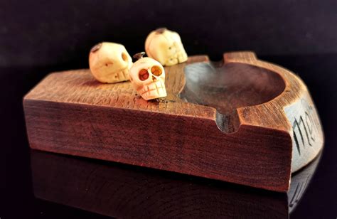 Antique Memento Mori Carved Bone Skull Ashtray