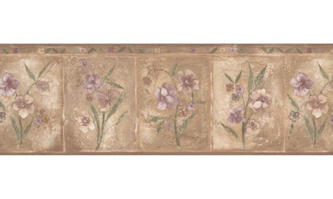 7 12 In X 15 Ft Prepasted Wallpaper Borders Brown Purple Primrose