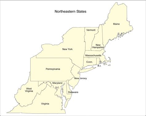 Blank Map Of The Northeast Region Of The United States And Travel