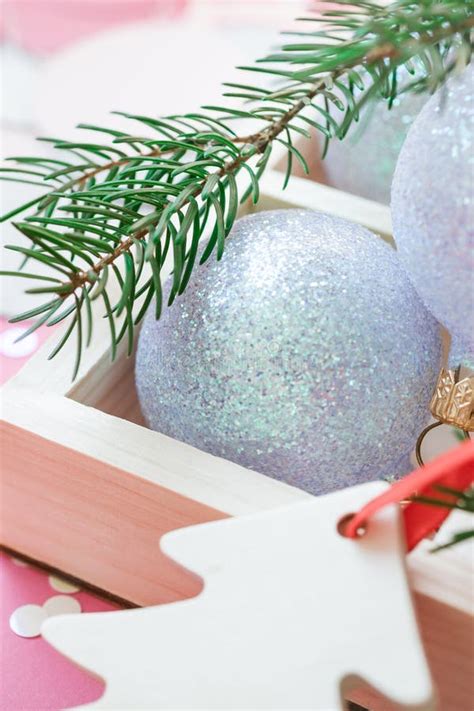 Christmas Pearl Decoration Balls Pink Background Stock Photo Image Of