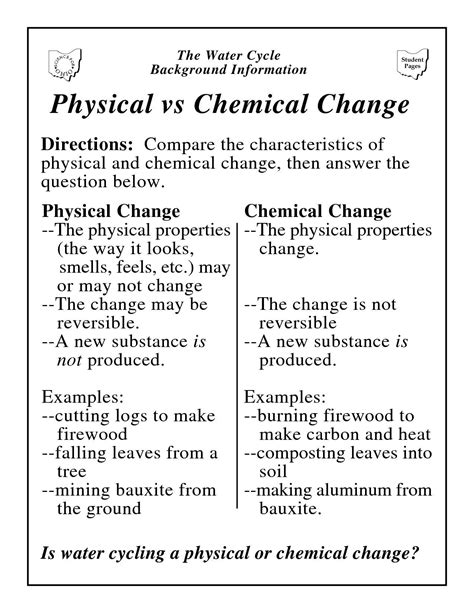 Chemical And Physical Changes Worksheet Artofit