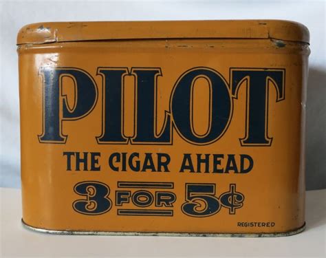 Pilot Cigar Scarce Vintage Tobacco Tin Vintage Packaging Tin