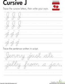 You can write a cursive lowercase z by picking a point that originates about a quarter of the way above. Cursive J | Teaching cursive, Cursive j, Cursive q