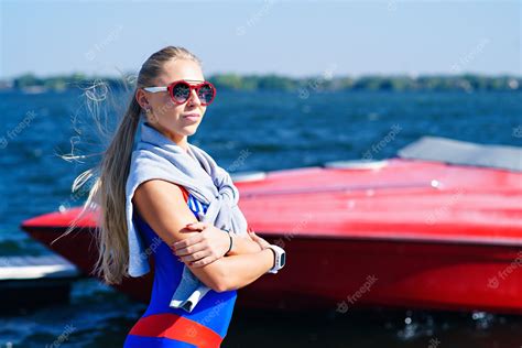 Premium Photo Fitness Girl Mooring Yacht
