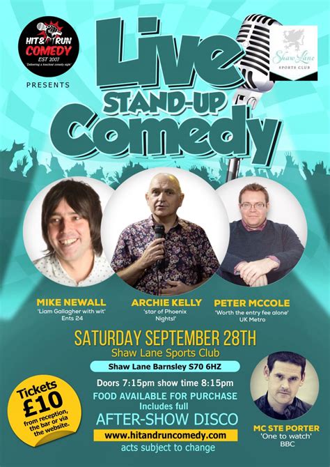 Live Stand Up Comedy Night Shaw Lane Barnsley