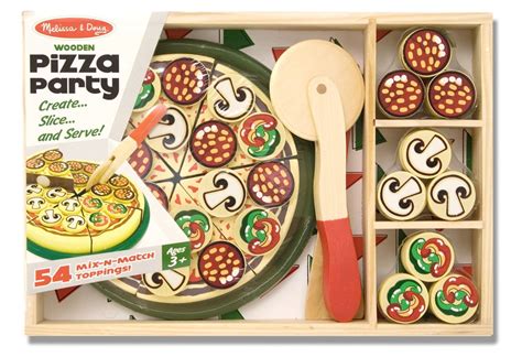 Melissa And Doug Mix And Match Wooden Pretend Play Pizza Party Set