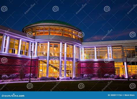Modern Architecture Illuminated at Twilight in Indiana Tech Campus
