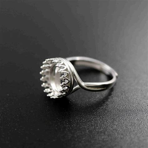 1pcs 8 12mm Crown Round Bezel 925 Sterling Silver Ring Setting Etsy
