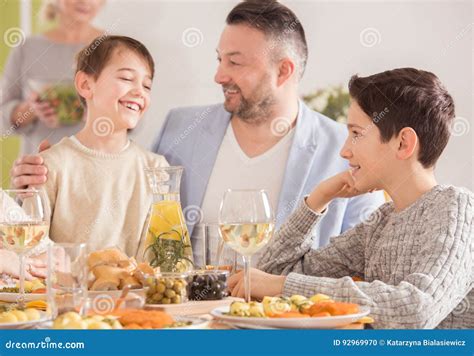 Father Talking To His Sons Stock Photo Image Of Flat 92969970