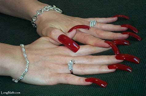 fingernail shapes curved nails long red nails long nails