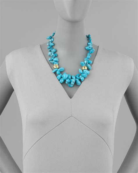 Lyst Devon Leigh Turquoise Cluster Beaded Necklace In Blue