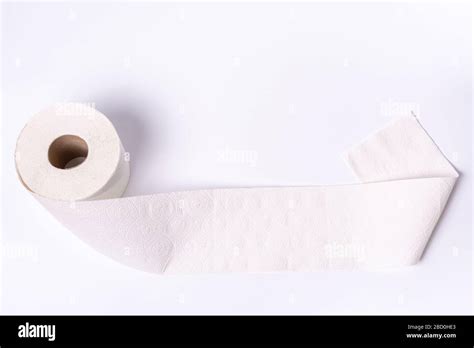 Toilet Paper Roll Unrolled Isolated On A White Background Stock Photo