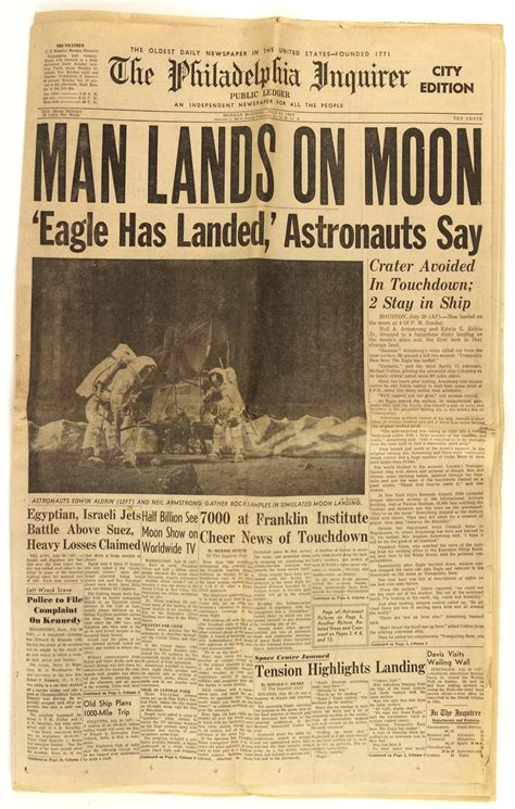 Lot Detail 1969 Philadelphia Inquirer Newspaper Featuring Man Lands