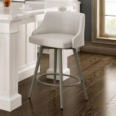 Amisco Duncan Pale Grey Counter Height Upholstered Swivel Bar Stool In