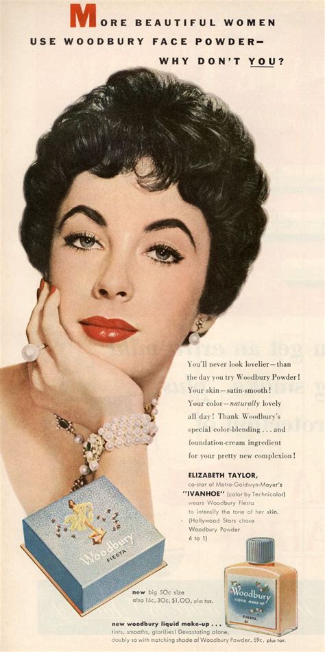 Publicités Vintage Poudre Libre Woodbury Elizabeth Taylor 1952