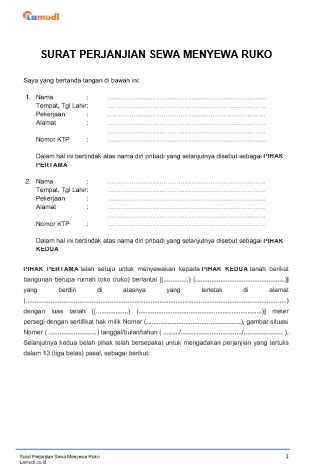 See more of surat perjanjian rumah sewa on facebook. Contoh Surat Perjanjian Sewa Ruko / Kios (PDF&Doc) - Lamudi
