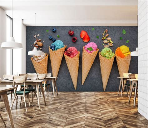 custom wall mural ice cream wallpaper coffee shop design ice cream theme