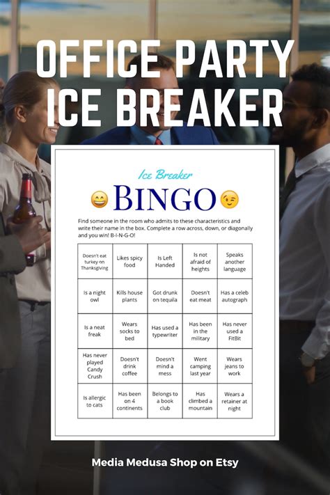 Ice Breaker Game Office Party Human Bingo Cards Get To Know You Etsy