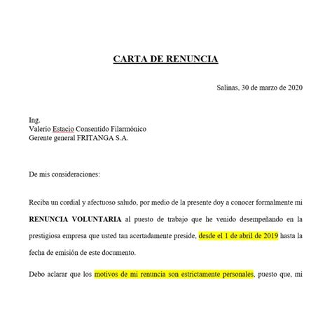 Modelo De Carta De Renuncia Peru 2020 Financial Report