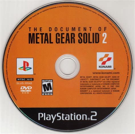 The Document Of Metal Gear Solid 2 Cover Or Packaging Material Mobygames