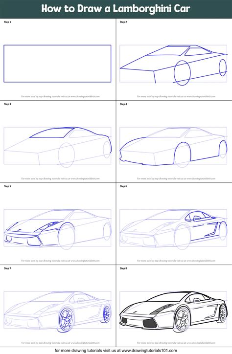How To Draw A Lamborghini Car Printable Step By Step Drawing Sheet