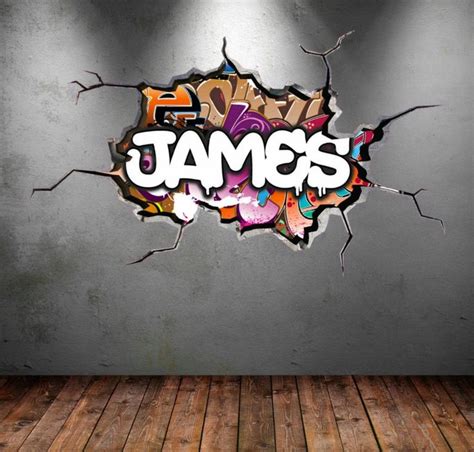 Custom Graffiti Wall Mural With Personalized Name Decal 3d Etsy