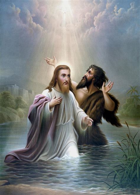 John The Baptist Baptizes Jesus Christ Painting By War Is Hell Store