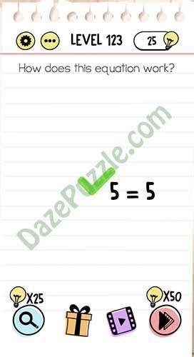 Brain Test Level 123 How Does This Equation Work Answer Daze Puzzle