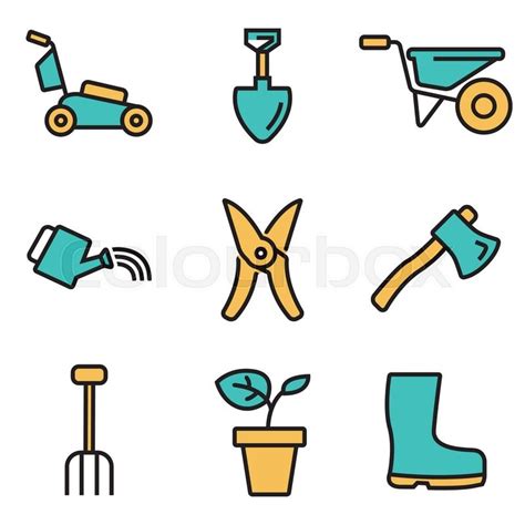 Vector flat line gardening icons set. Gardening Icon Object, Gardening Icon Picture, Gardening ...