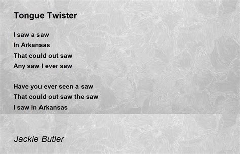Tongue Twister Poem By Jackie Butler Poem Hunter