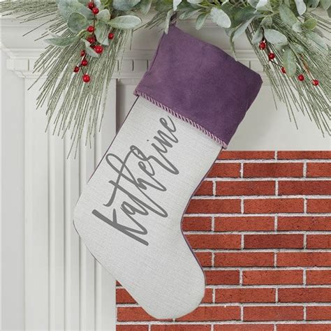 Scripty Name Personalized Purple Christmas Stockings