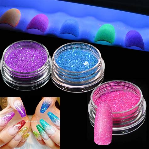 1box Fluorescent Nail Glitter Powder Colorful Nail Pigment Powder Dust