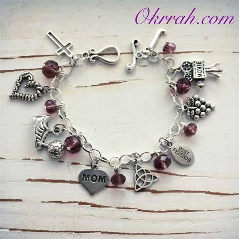 Personalized Charm Bracelet With Crystals Free Shipping By Etsy