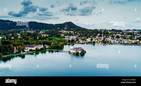 Aerial View Of Gmunden Schloss Lake In Austria Stock Photo Alamy