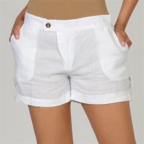 Shop Elan Womens White Cuffed Linen Shorts Free Shipping On Orders